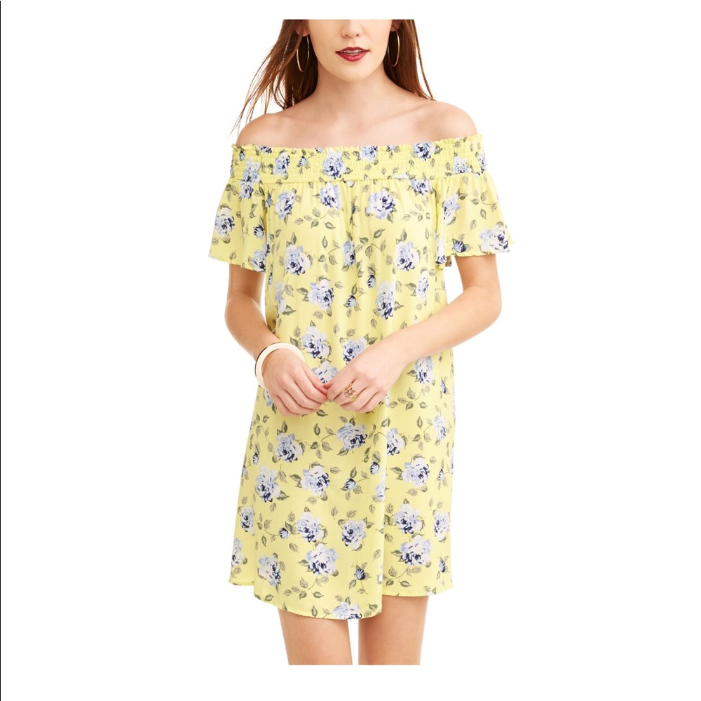 NWT Yellow Purple Floral Off The Shoulder Dress XL